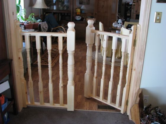 Custom wood stair railing and gate